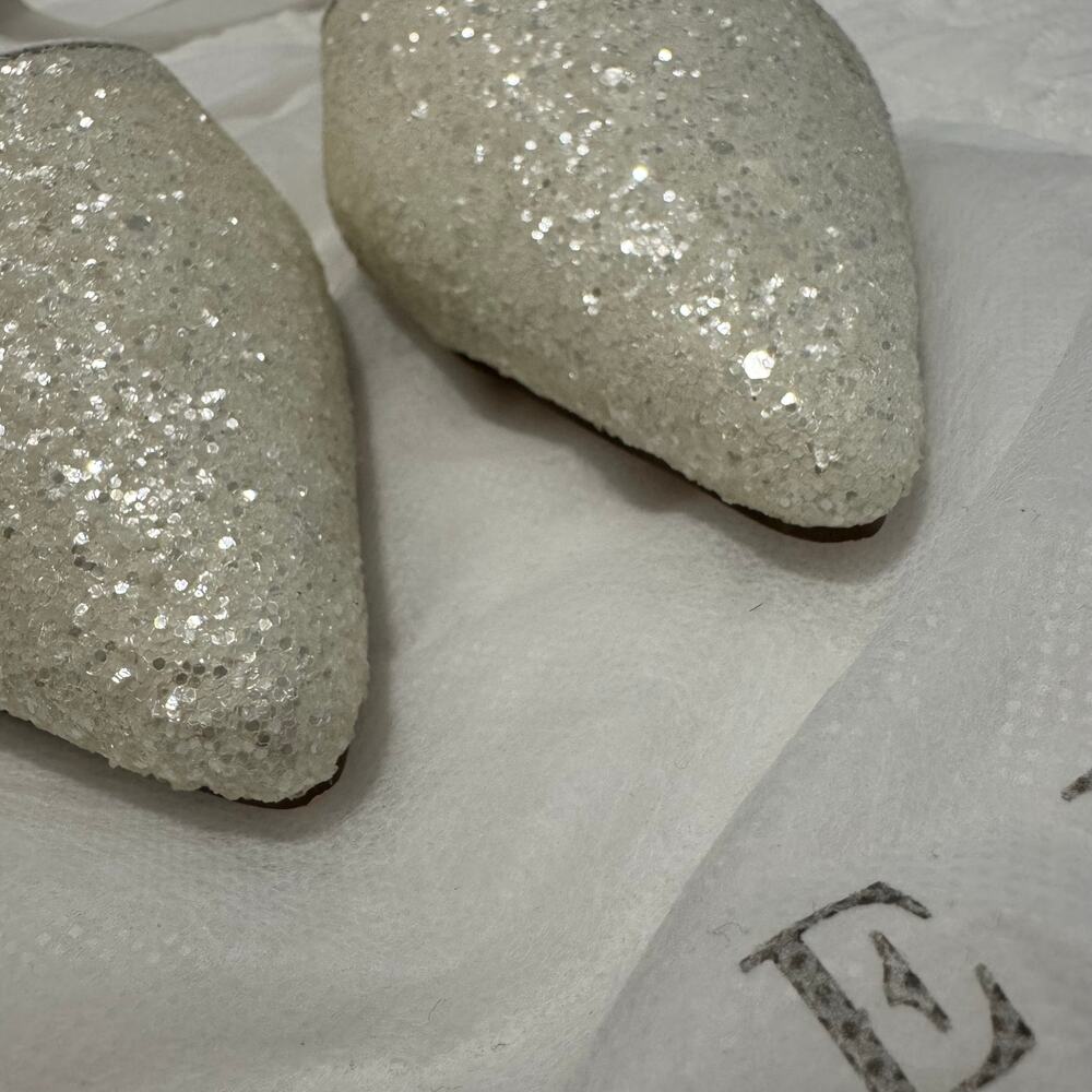 Kailee P Wedding Flat - 11 Glitter Flats with Satin Ankle Tie/Ribbon NWOT Unworn - Picture 6 of 7
